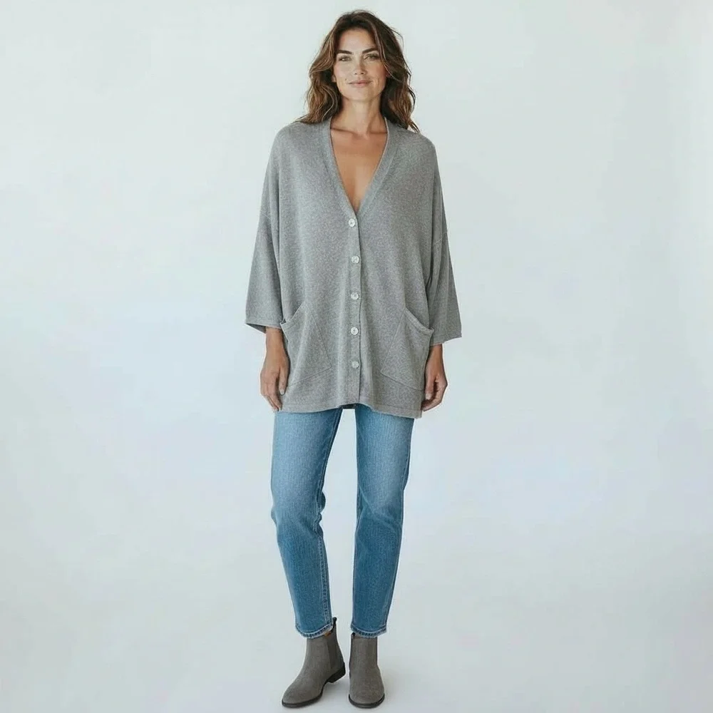Barefoot Dreams Cozy Chic Lite NWT $138 MSRP Cozy Gray Cardigan